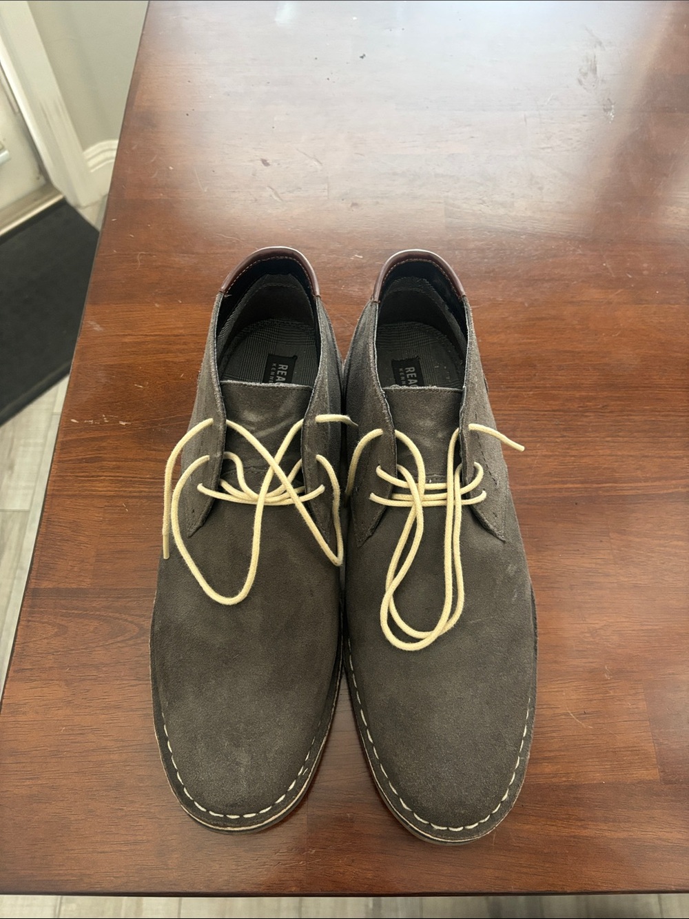 Kenneth Cole Reaction Brown Suede Chukka Boots with Cream Laces